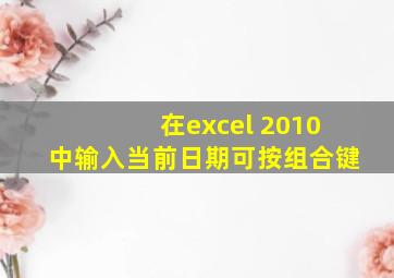 在excel 2010中输入当前日期可按组合键